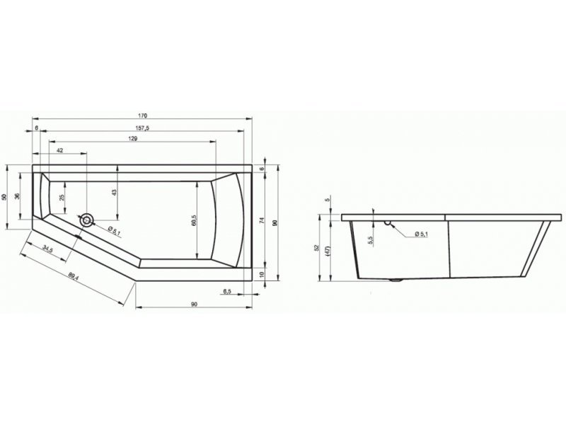 Купить Ванна акриловая Riho Romeo 170 R/L 170x90 см (BA8400500000000)