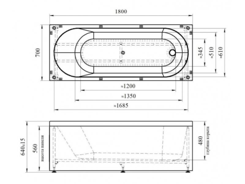 Купить Ванна акриловая Радомир Виктория 180 x 70 см, каркас разборный, белая, 2-01-0-0-1-243Р