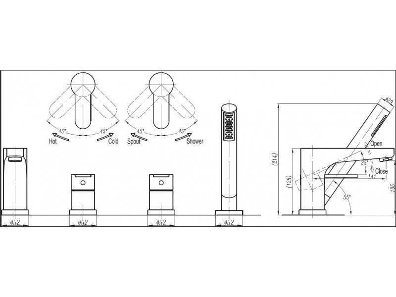 Купить Смеситель Cezares Laconico LACONICO-C-BVDM-BLC на борт ванны, белый