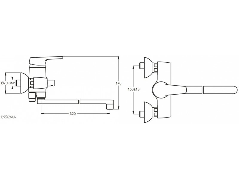 Купить Смеситель Ideal Standard Cerasprint 2012 B9569AA для ванны