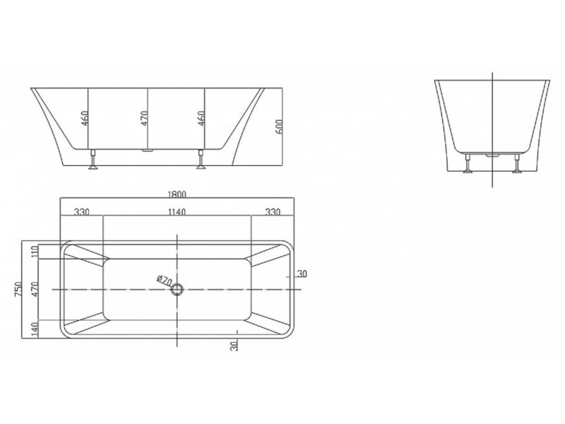 Купить Ванна акриловая BelBagno BB60-1800-750, 180 х 75 см