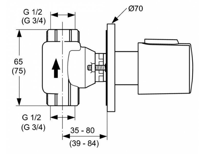 Купить Вентиль (внешняя часть) Ideal Standard Ceratherm 100, хром, A4656AA