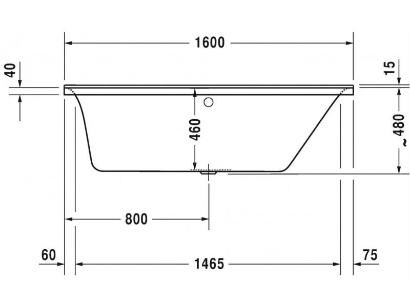 Купить Ванна акриловая Duravit P3 Comforts 700372000000, 160 х 70 см (173003.0000)