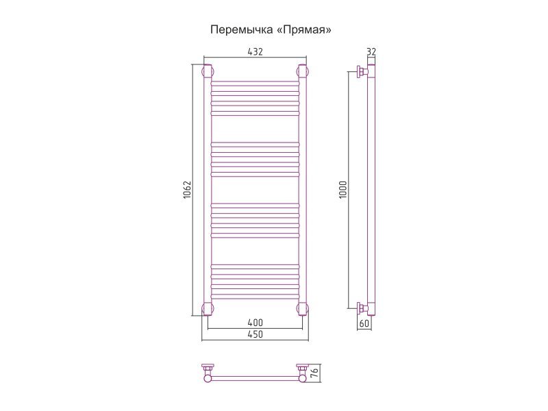 Купить Полотенцесушитель водяной Сунержа Богема+ 1000x400, матовый черный