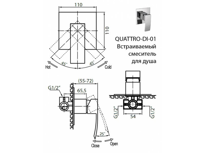 Купить Смеситель Cezares QUATTRO-C-DI-01 для душа