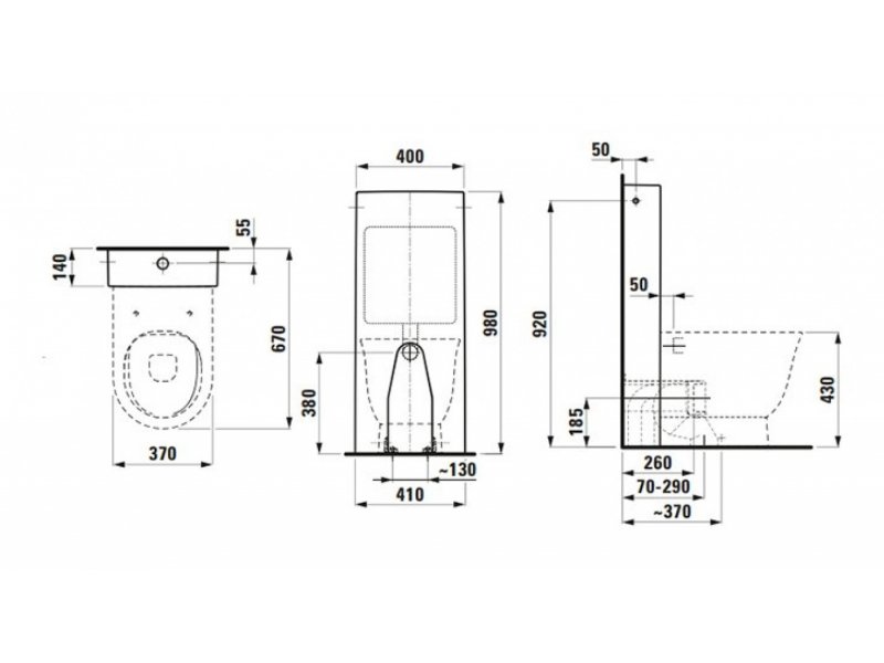 Купить Унитаз Laufen New Classic 8.2385.1.000.000.1 37 x 53 x 43 см приставной, безободковый, цвет белый