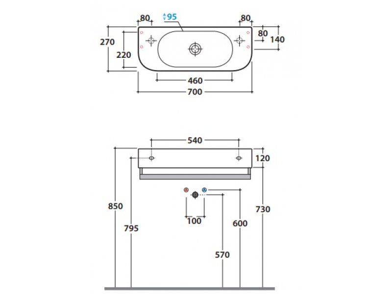 Купить Раковина подвесная Globo Forty3 SCT70.BI*1dx, 70х27 см