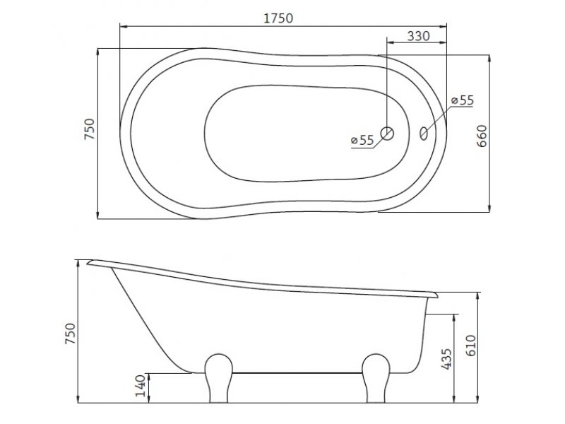 Купить Ванна акриловая BelBagno, BB02BAFS-ORO - Золото