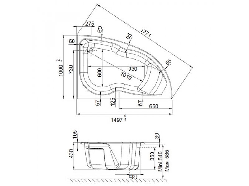 Купить Ванна акриловая Jacob Delafon MICROMEGA DUO E60220-00/E60221-00 асимметричная, 170 х 105 см