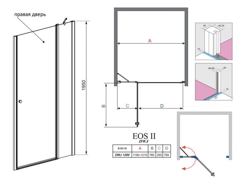 Купить Душевая дверь в нишу Radaway EOS II DWJ 120 R