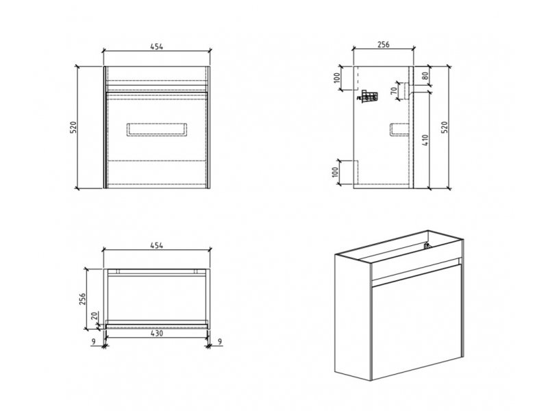 Купить Тумба под раковину BelBagno Pietra Mini PIETRA MINI-460-1A-SO-SCM-L/R 46 см, серый (Stucco Cemento)