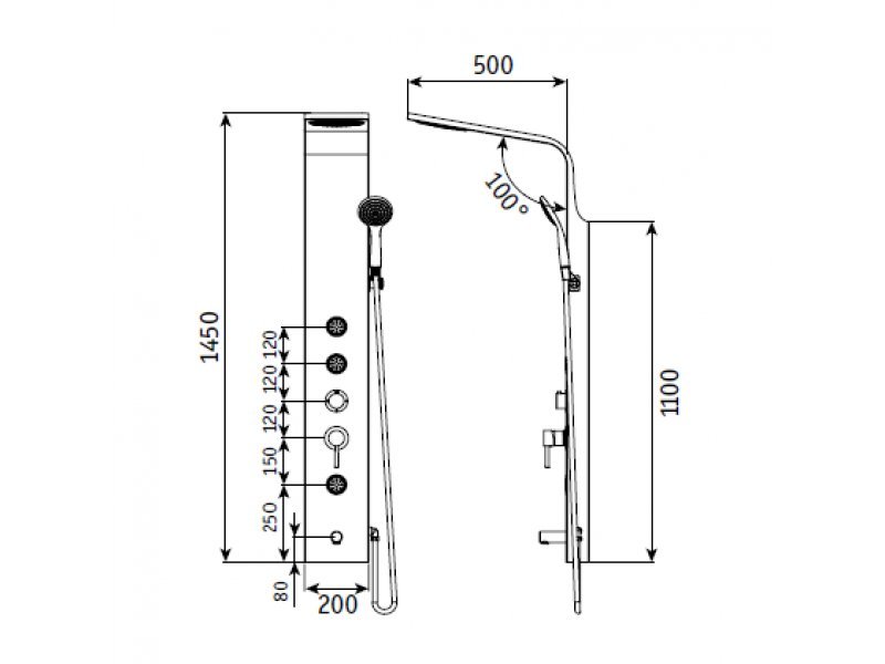 Купить Гидромассажная душевая панель RGW Shower Panels SP-05 B, 21140105-14, цвет черный