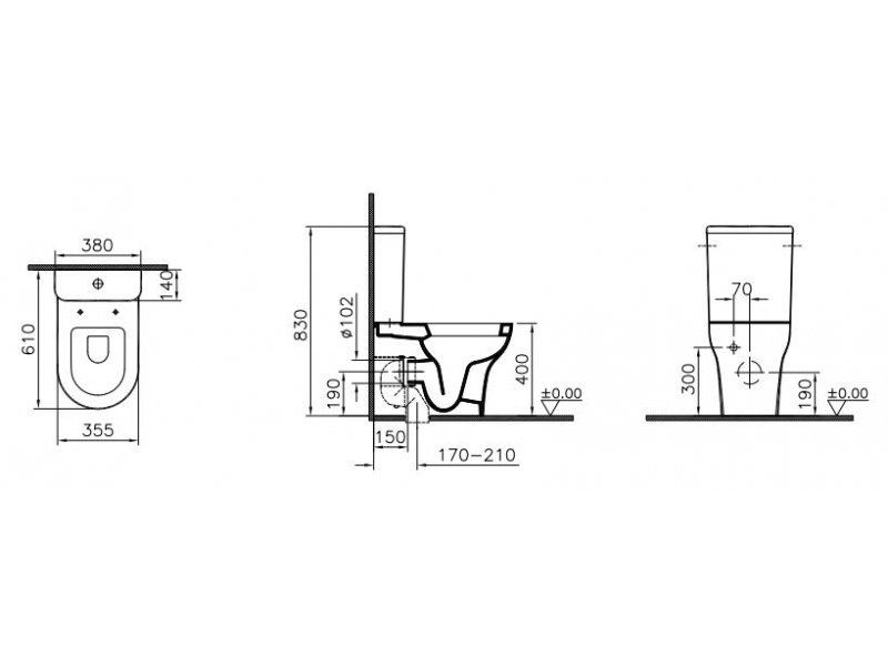 Купить Напольный унитаз Vitra Zentrum 9012B003-7201 крышка стандарт