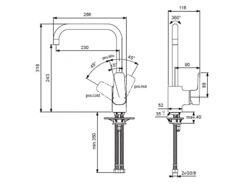 Купить Смеситель Ideal Standard Ceraplan III B0725AA для кухни