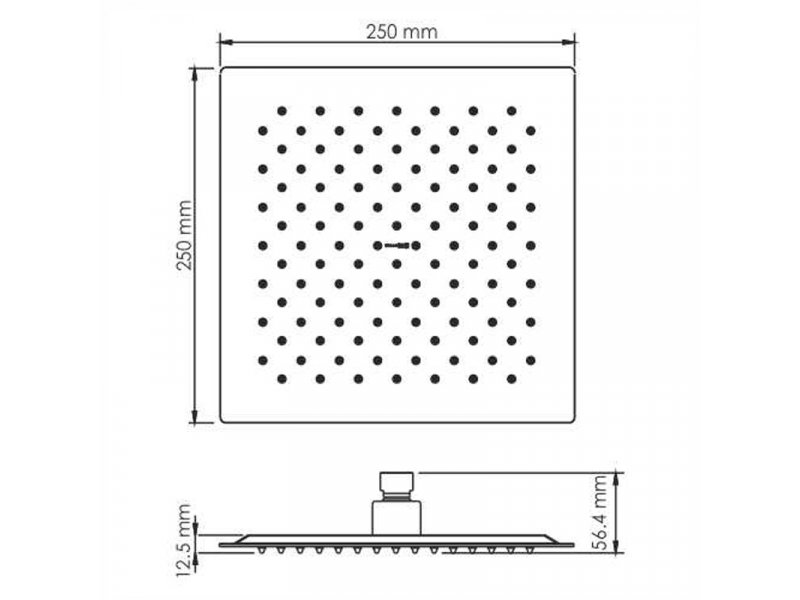 Купить Верхний душ WasserKRAFT A200, 250 х 250 мм, 1 режим струи, без держателя, PVD-покрытие оружейная сталь