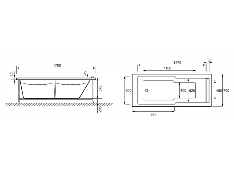 Купить Акриловая ванна Jacob Delafon Struktura E6D306RU-00, 170 х 70 см