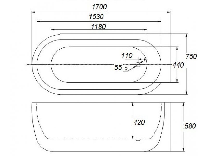 Купить Ванна акриловая BelBagno, BB11-1700-R 170 х 75 см, правая