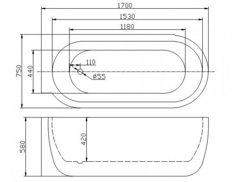 Купить Ванна акриловая BelBagno, BB11-1700-L, 170 х 75 см, левая