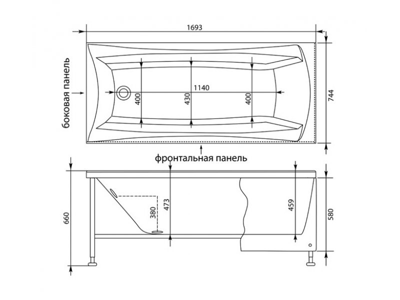 Купить Ванна акриловая Aquanet Cariba 00203925 170 x 75 см