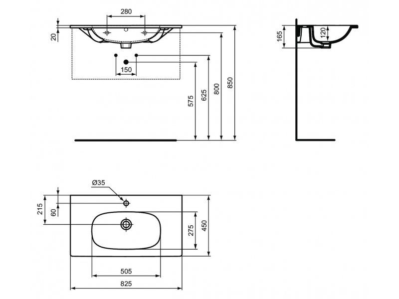 Купить Раковина Ideal Standard Tesi Vanity 80 см, белый, T3509V1