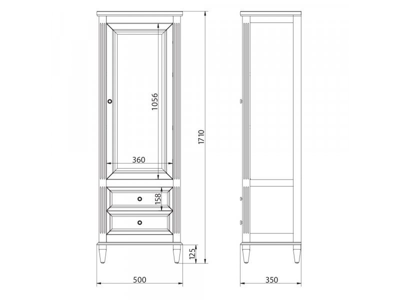 Купить Витрина Migliore Kantri 26750 Antracite Anticato, левая/правая (26750SX/26750DX)