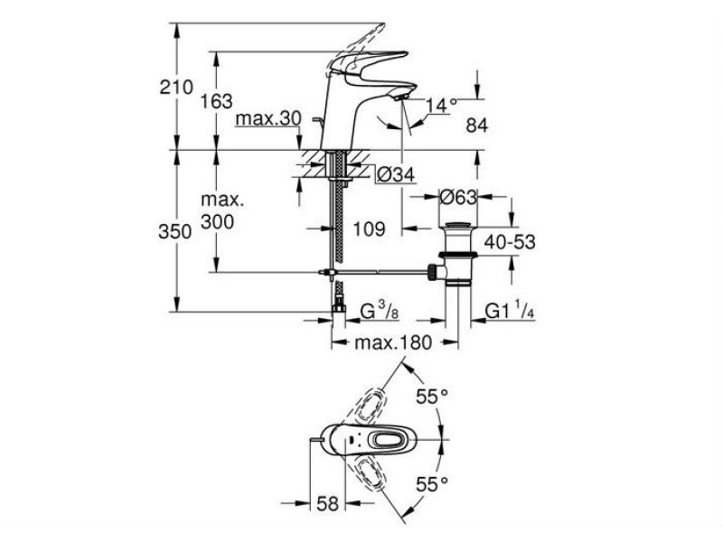 Купить Смеситель для раковины Grohe Eurostyle 2015 23564003, с донным клапаном, хром