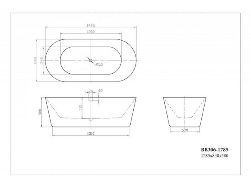 Купить Ванна акриловая BelBagno BB306-1785 180 x 85 см