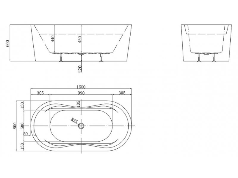 Купить Ванна акриловая BelBagno BB407-1600-800, 160 х 80 см