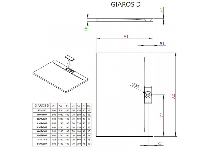 Купить Поддон для душа Radaway Giaros D, 120 x 90 см, прямоугольный, MKGD1290-03