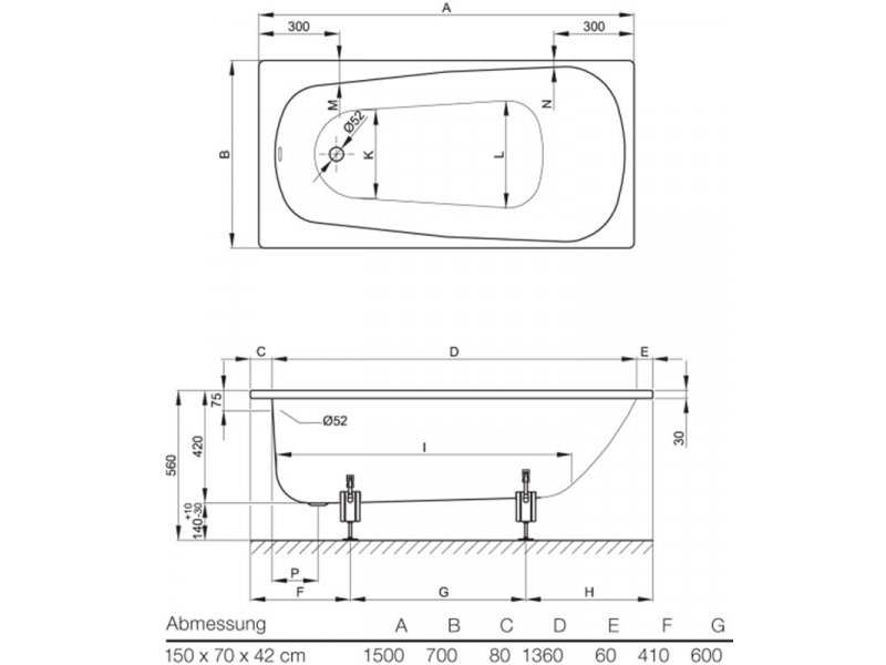 Купить Ванна Bette Form 150x70 3500 AD, белая