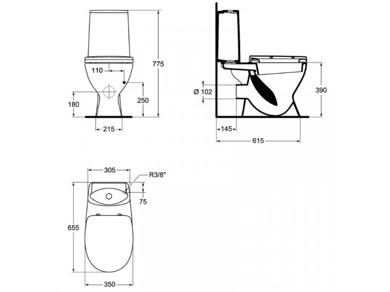 Купить Напольный унитаз Ideal Standard Oceane Jr Scandinavian крышка стандарт