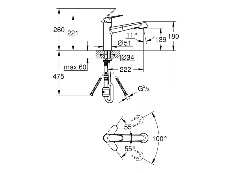 Купить Смеситель Grohe Eurodisc Cosmopolitan 32257002 для кухни