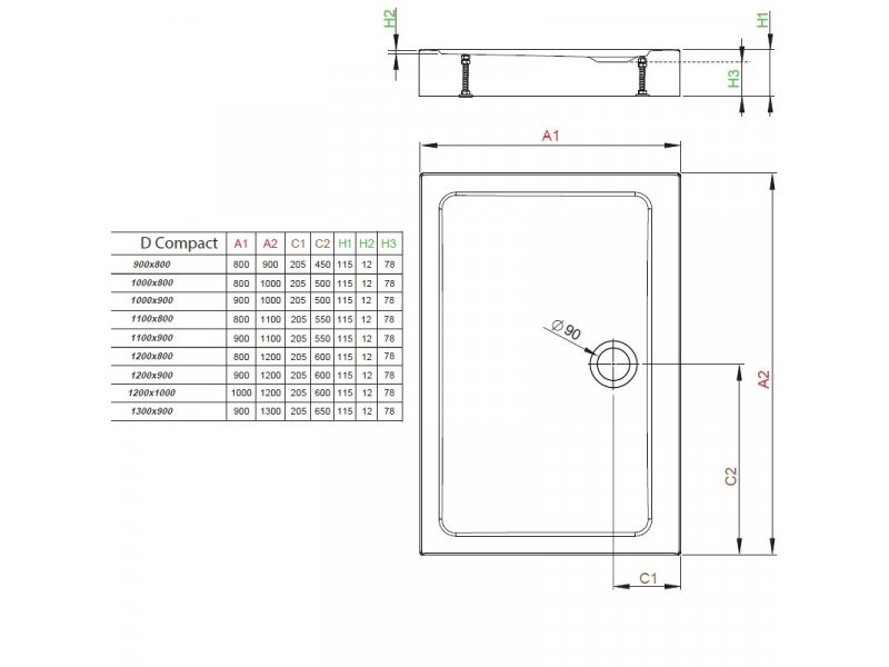 Купить Поддон для душа Radaway Doros D, 80 x 90 см, прямоугольный, SDRD9080-05-04S