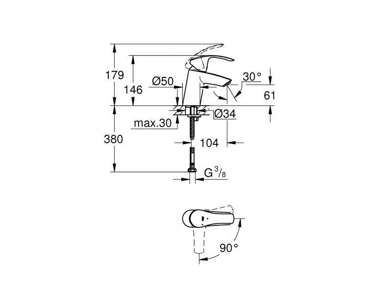 Купить Смеситель для раковины Grohe Eurosmart 32154002