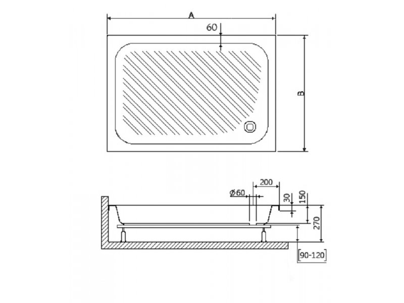 Купить Душевой поддон RGW B/CL-S-A 16180282-51-A 80 x 120 см акриловый, прямоугольный, цвет белый