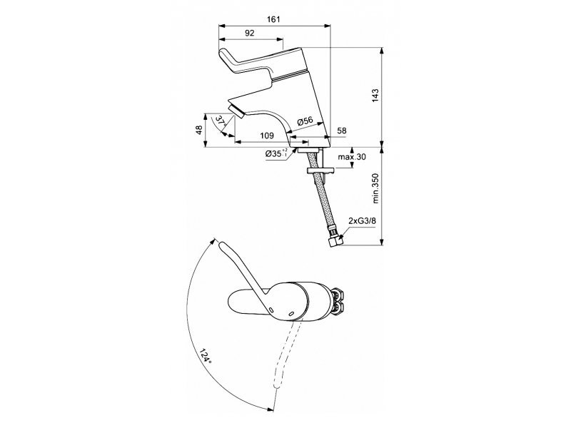 Купить Смеситель Ideal Standard Ceraplus Sequential для раковины, без донного клапана, хром, B8220AA