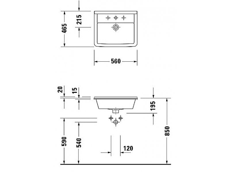 Купить Раковина Duravit Starck 3 030256, 56*46 см, врезная сверху