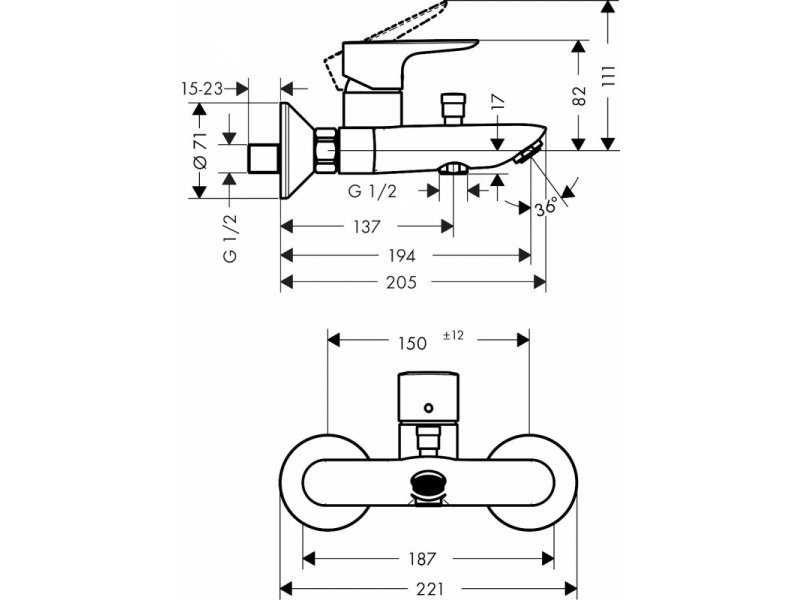 Купить Смеситель для ванны Hansgrohe Talis E 71740340, черный хром