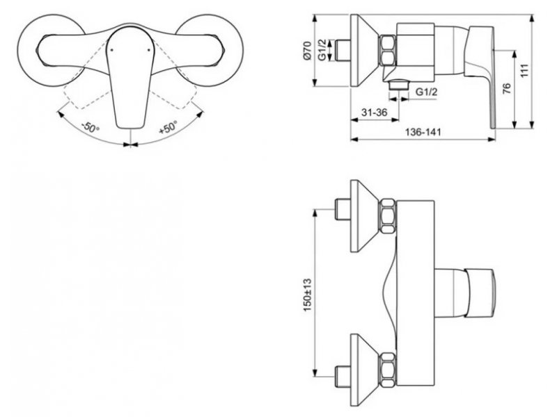 Купить Смеситель Ideal Standard Cerafine Model D для душа, хром, BC493AA