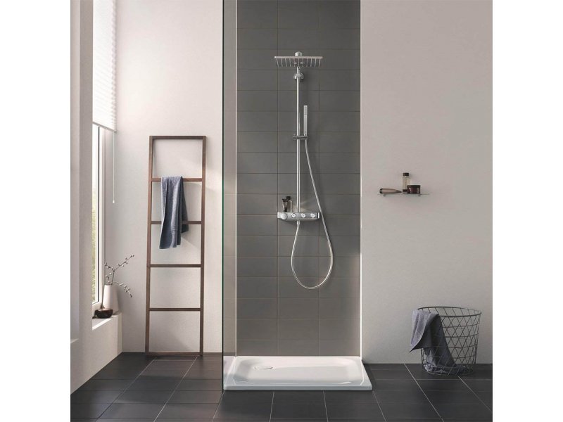 Купить Душевая система с термостатом Grohe Euphoria SmartControl 310 DUO Cube 26508000, цвет верхнего душа хром