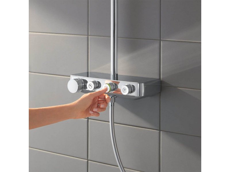 Купить Душевая система с термостатом Grohe Euphoria SmartControl 310 DUO Cube 26508000, цвет верхнего душа хром