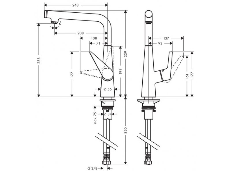 Купить Смеситель Hansgrohe Talis Select S 300 72820000 для кухонной мойки, хром