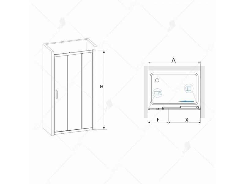 Купить Душевая дверь RGW PA-13, 06081311-11, 110 х 195 см раздвижная, стекла прозрачные, профиль хром