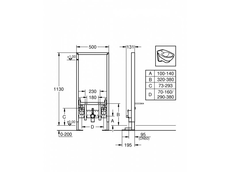 Купить Инсталляция Grohe Rapid SL 38581001 для биде, усиленная