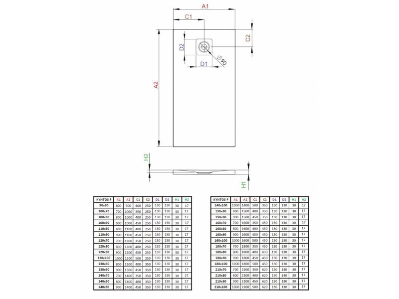 Купить Поддон для душа Radaway Kyntos F, 110 x 80 см, прямоугольный, HKF11080-54