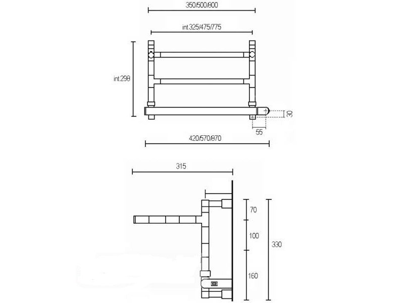 Купить Полотенцесушитель электрический Margaroli Sereno 592 BOX 592475CR, с полкой, высота 33 см, ширина 57 см, хром