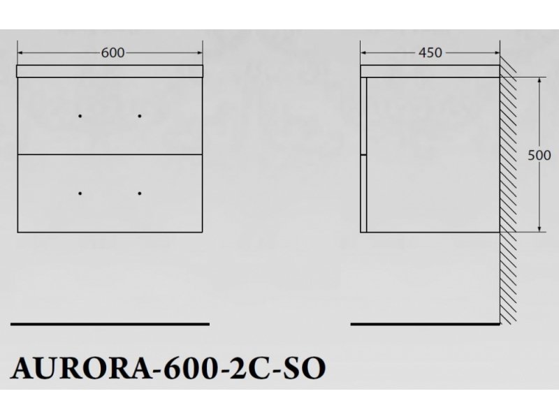 Купить Тумба под раковину BelBagno Aurora AURORA-600-2C-SO-BL подвесная (2 ящ.)