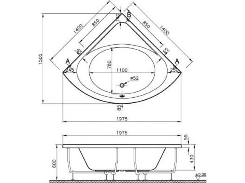 Купить Ванна акриловая Vitra Neon 140 x 140 см, 52290001000