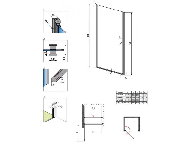 Купить Душевая дверь в нишу Radaway EOS DWJ 90 37903-01