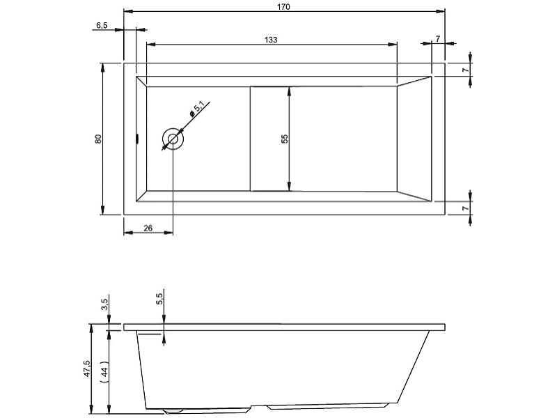 Купить Ванна гидромассажная Riho Lusso Plus 170 x 80 см, FLOW